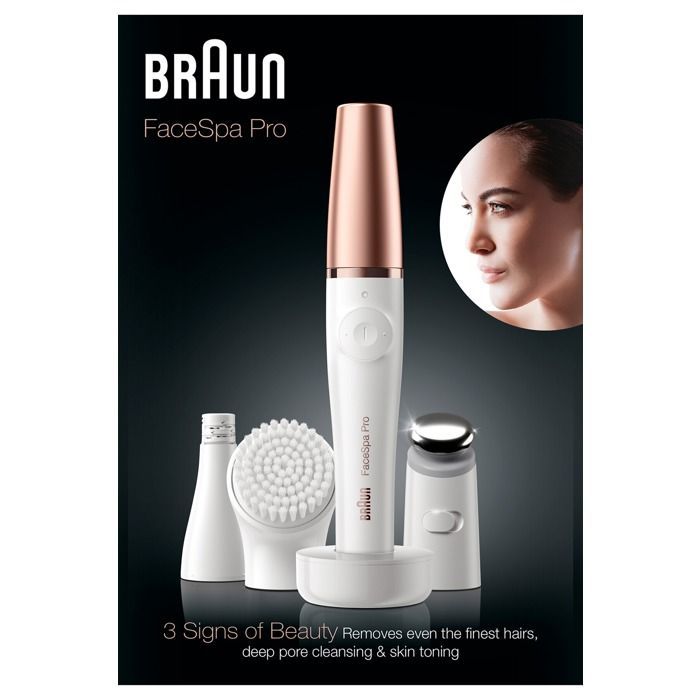Braun FaceSpa Pro 911 Cordless Facial Hair Remover, White-Bronze