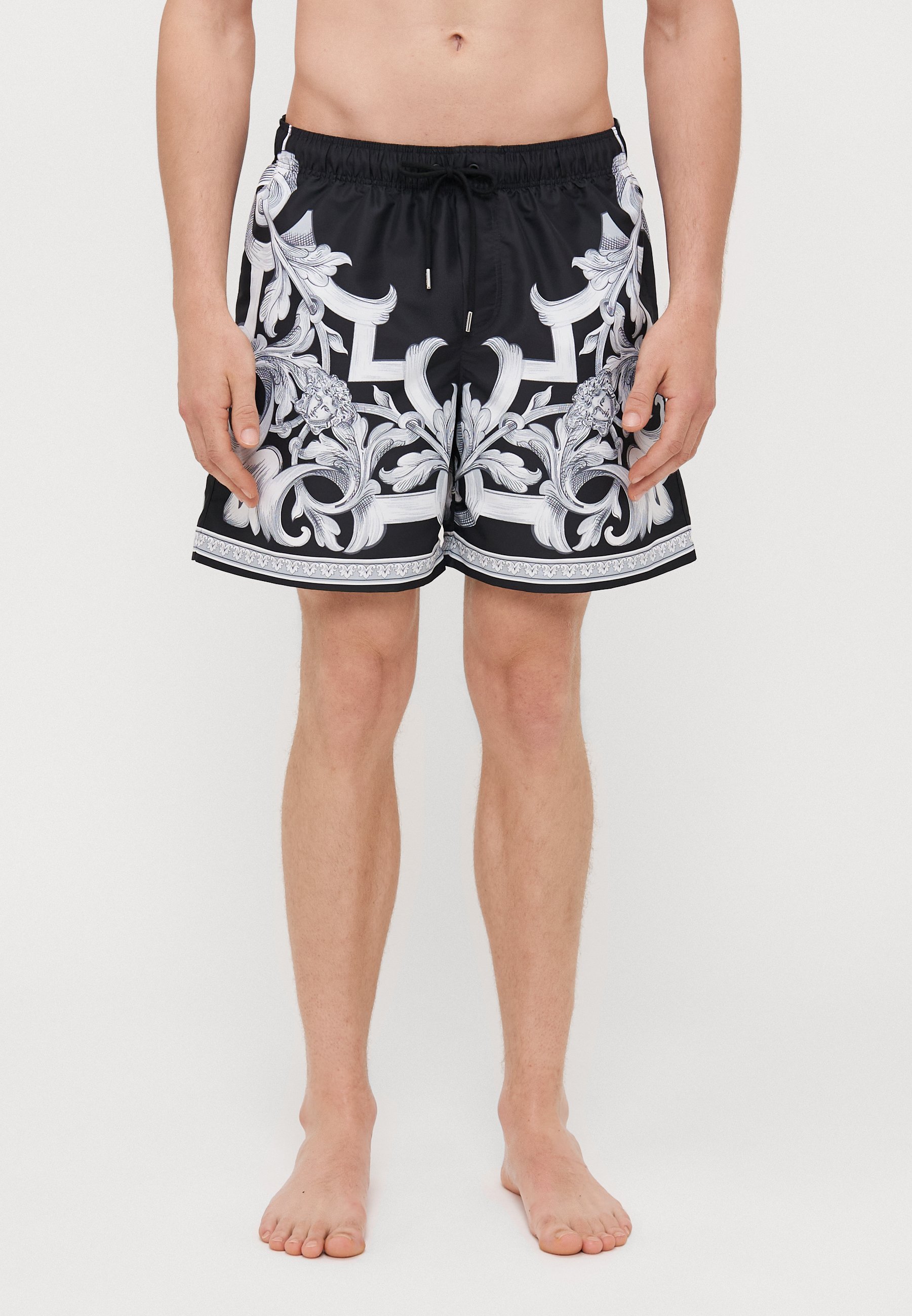 Versace SWIM GOLFO BAROCCO MEDUSA PRINT - Zwembroekje - zwart/zilverkleurig