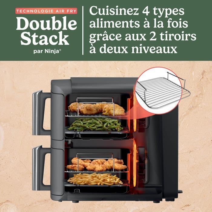 NINJA Airfryer - Dubbele Stapel XL SL400EU - Inhoud 9,5 liter - 6 kookprogramma's - 2470W