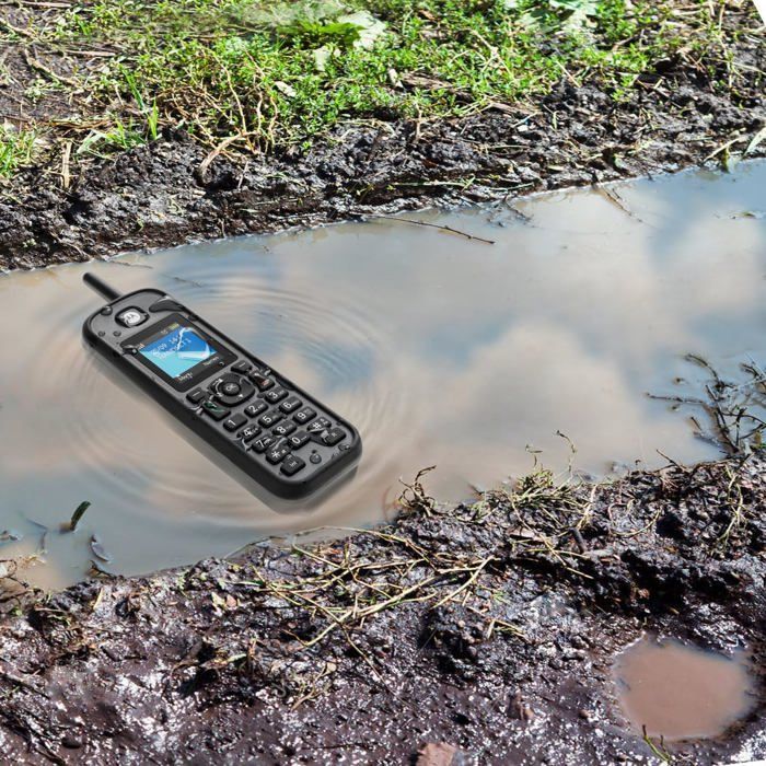Téléphone fixe sans fil étanche - SVATV - Portée jusqu'à 1 km - IP67 étanche et anti-poussière - Répertoire 200 contacts