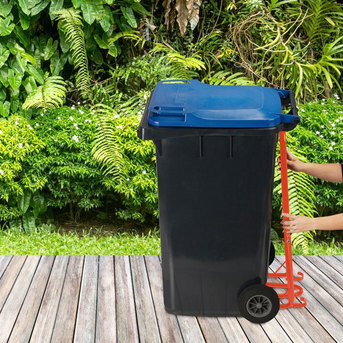 Relaxdays Waste Compactor, for bin, rubbish crusher, non-recyclable, 41x35x95cm, plastic, manual, steel, red
