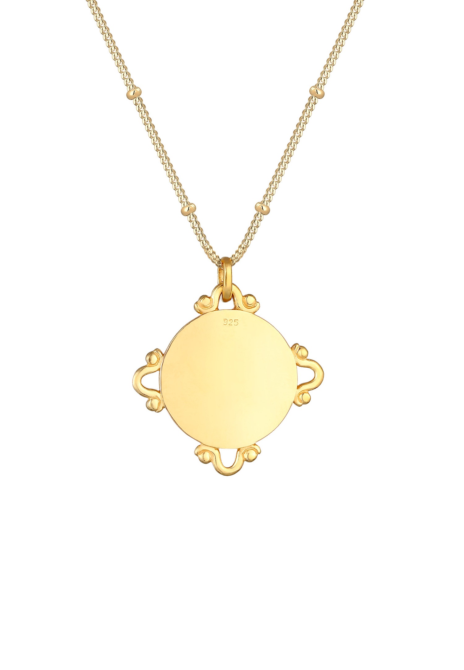 Elli Médaille Pendentif Vintage Antique Collier Femme - (925/1000) Argent Plaqué Or