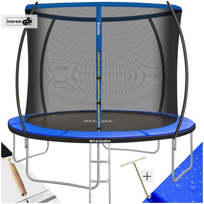 Trampoline - TECTAKE - JUMPY stalen trampoline met veiligheidsnet, 305 cm diameter - Zwart/blauw