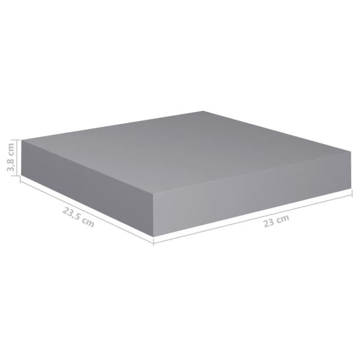 vidaXL Zwevende wandplanken 4 stuks Grijs 23x23,5x3,8 cm MDF