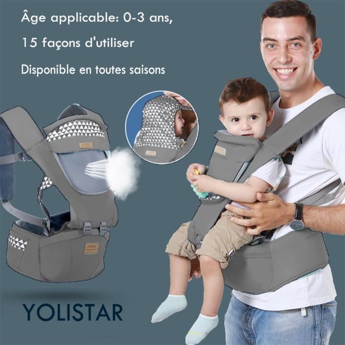 Front Premium Hipseat Baby Carrier, Multifunctional, Ergonomic, 100% Cotton, Rotating Butterfly Buckle, 6 Positions