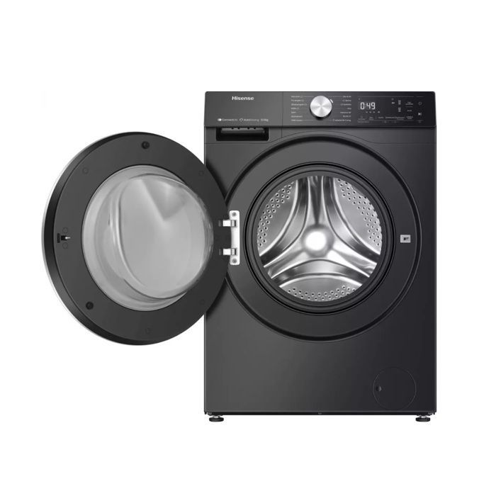 Lavadora de carga frontal Hisense de 10,5 kg y 1400 rpm, color negro - WF5S1045BB