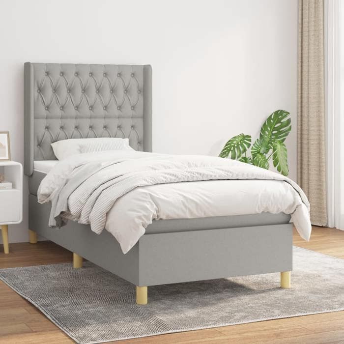 Rete a doghe con materasso - Maison Exclusive - 90x200 cm - Grigio chiaro - Massimo relax