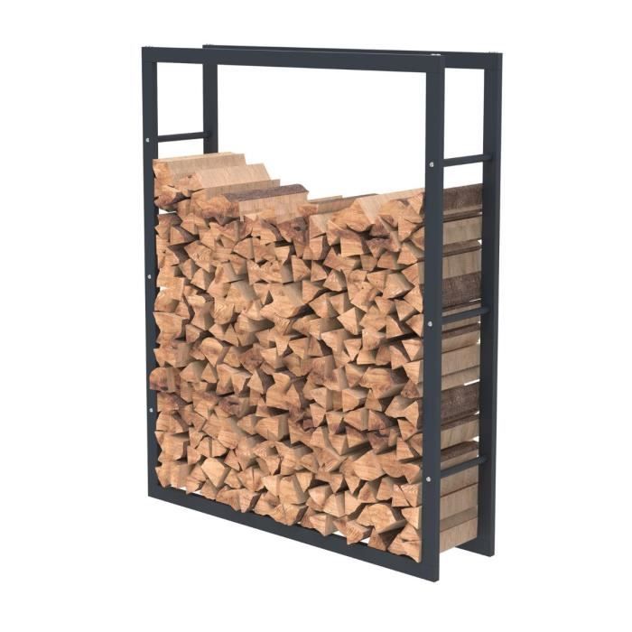 Range-bûches en acier noir Bc-elec HHWPF0025 - 125x100x25CM