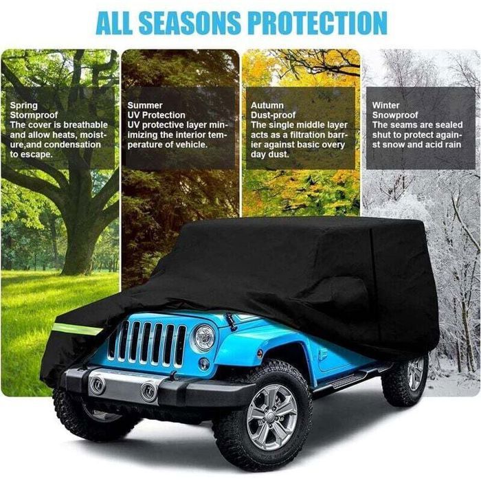 Funda impermeable para coche - PZCC - Para Jeep Wrangler de 2 puertas - CJ, YJ, TJ y JK - Tejido Oxford 210D