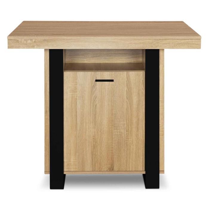 IDMARKET Ilot central PHOENIX 110 cm bois et noir avec rangements