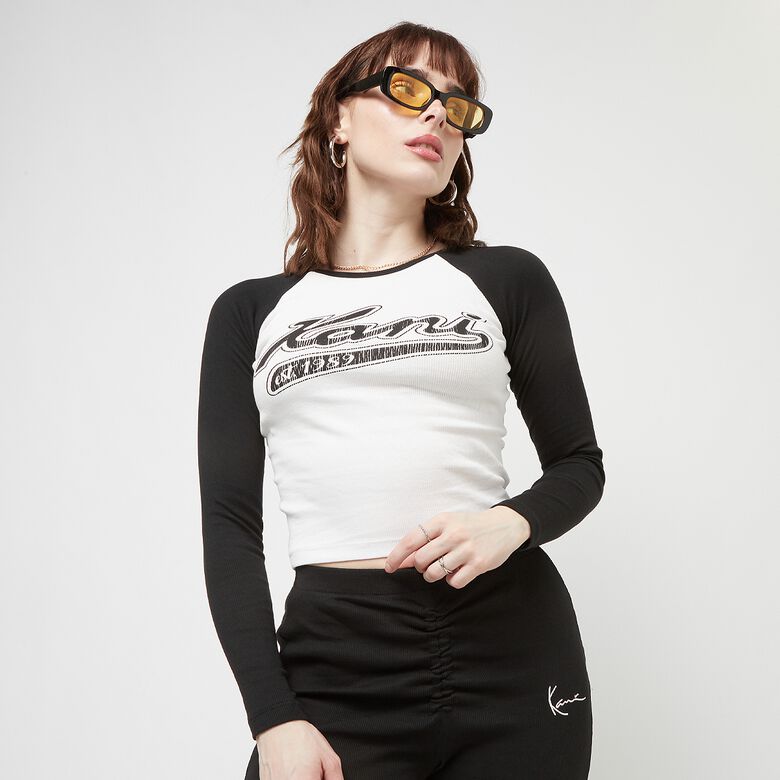 Varsity Crop Block Rib Langarmshirt