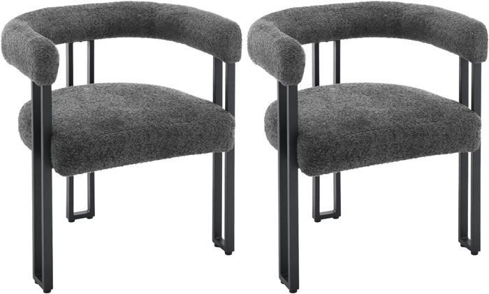 WOLTU Lot de 2 Chaises de Salle à Manger, Chaise Salon en Chenille,Pieds en Métal, Fauteuil Chambre Moderne, Gris Foncé W0ATT0321-2