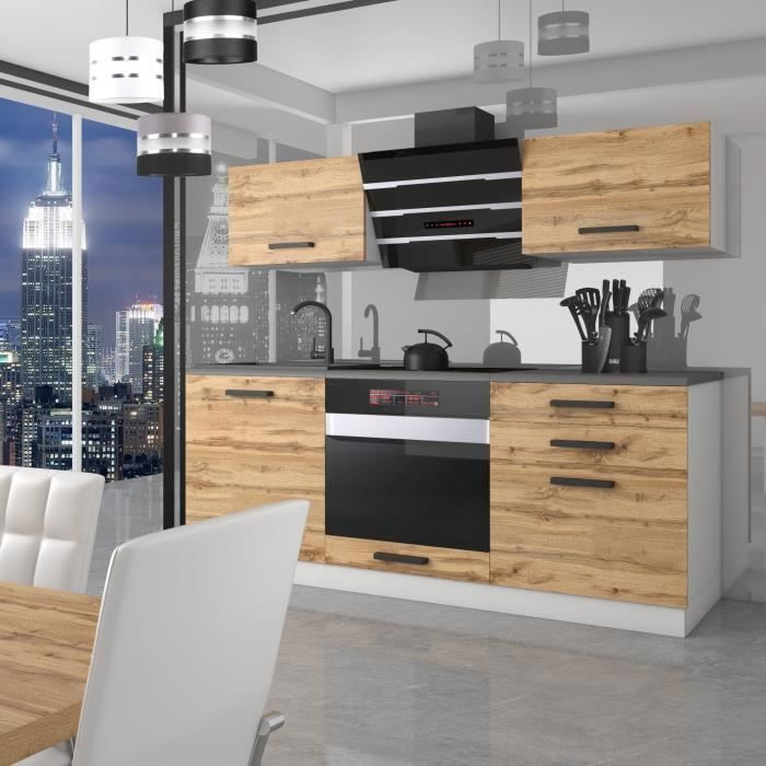 Cuisine Complète - B BELINI GROUP - SOPHIA - 180 cm - Chêne Wotan - Design Contemporain