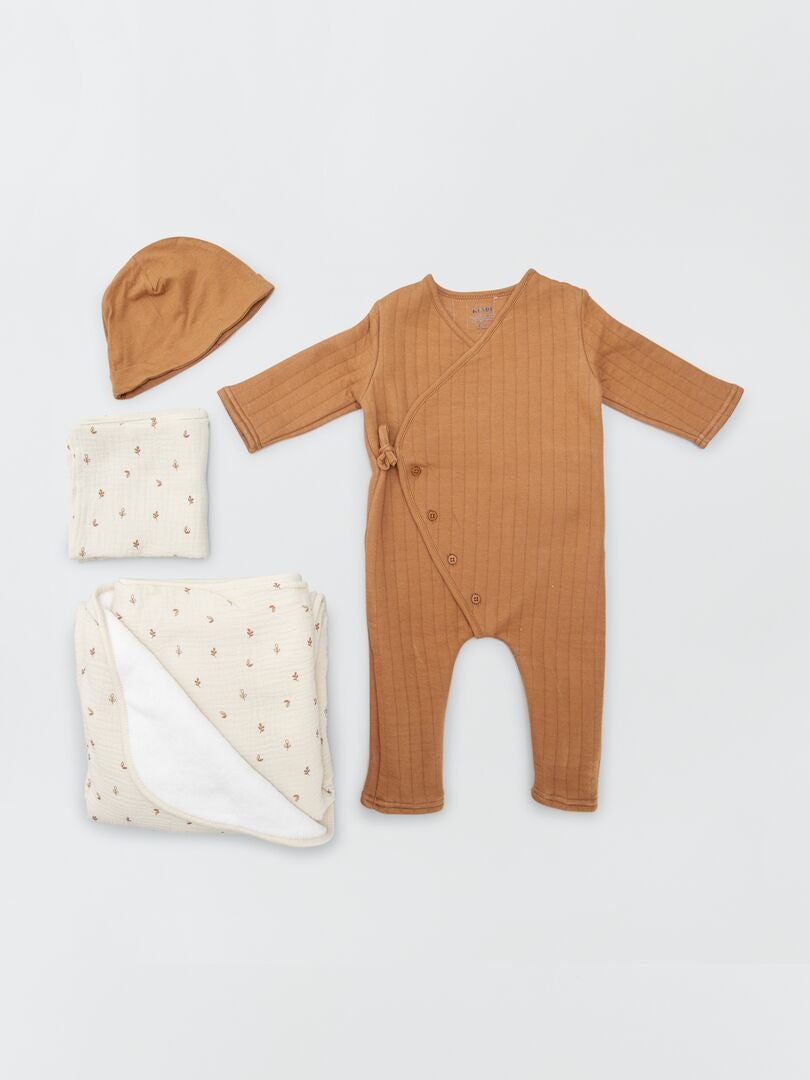 Caja de bienvenida para bebé de 4 piezas - Unisex - Beige