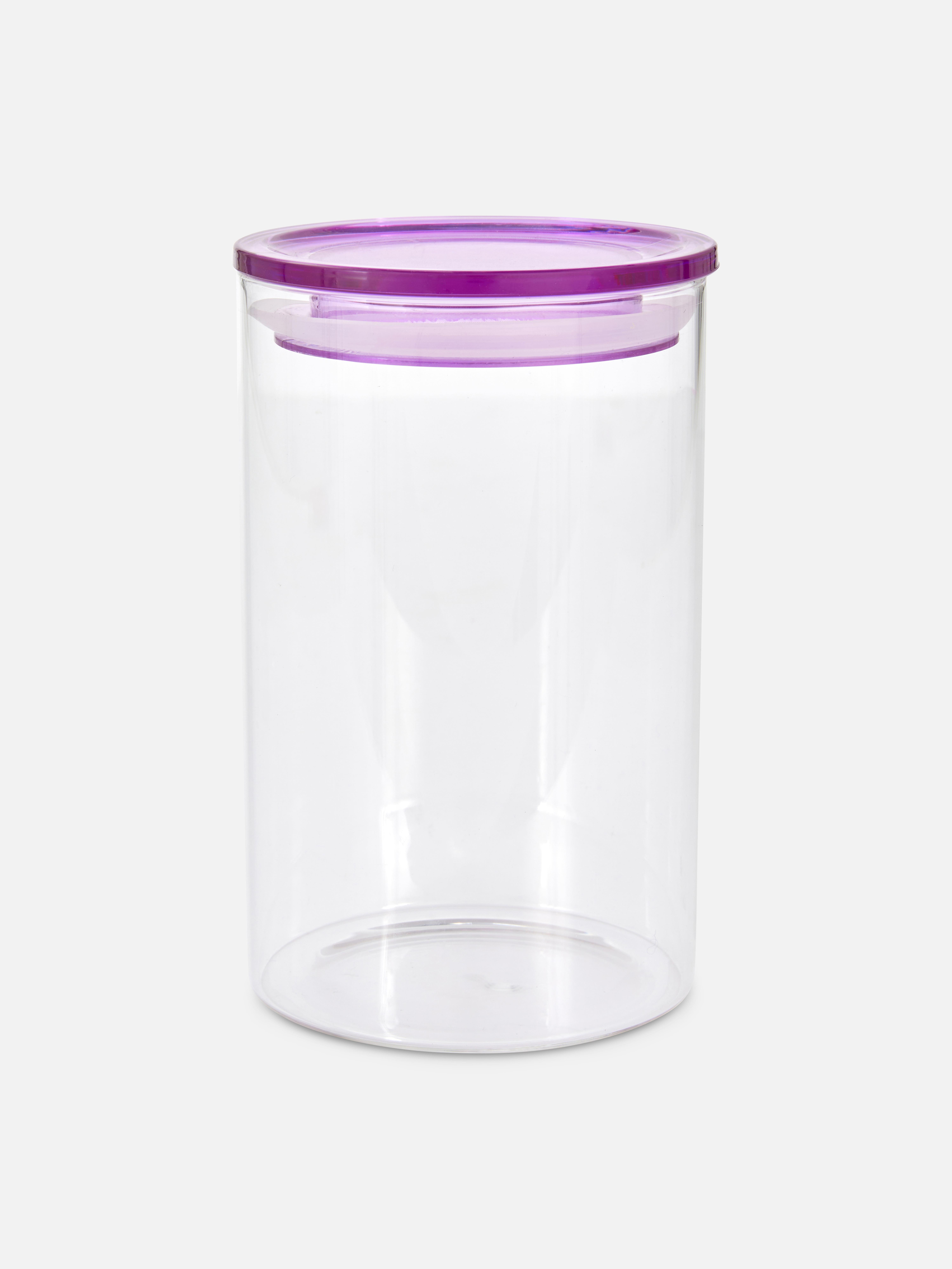 Glasvorratsglas für die Küche. Mit diesem Vorratsglas mit farbigem Glasdeckel bleibt Ihre Küche ordentlich.