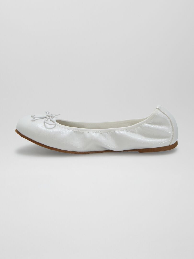 Ballerina's met strik met patroon - WIT