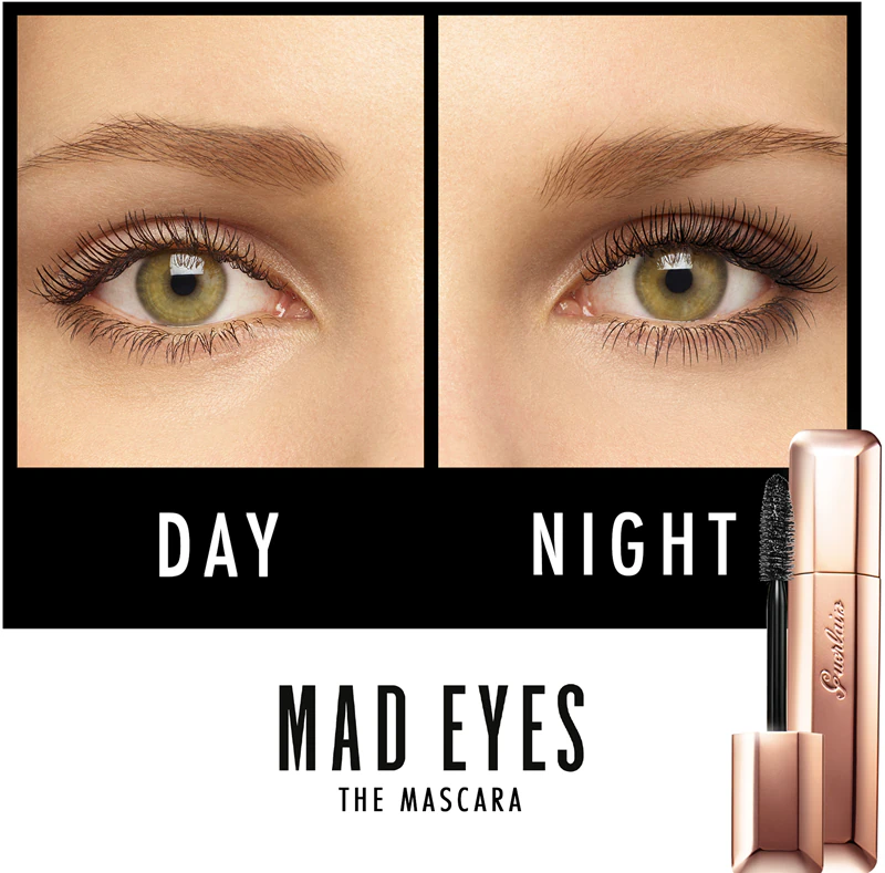 GUERLAIN Mad Eyes Buildable Volume Mascara, uma máscara à prova d'água que adiciona volume e engrossa os cílios.