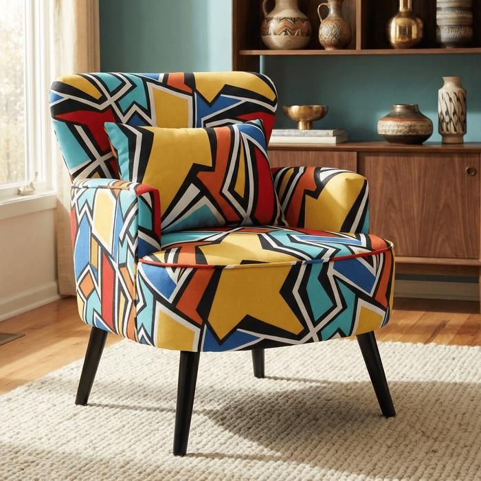 Poltrona confortável - HOMEMiYN - Estampa geométrica moderna - Estável e robusta
