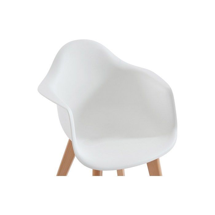 Lot de 2 chaises enfant avec accoudoirs en polypropylène et hêtre - Blanc - POUPINETTE