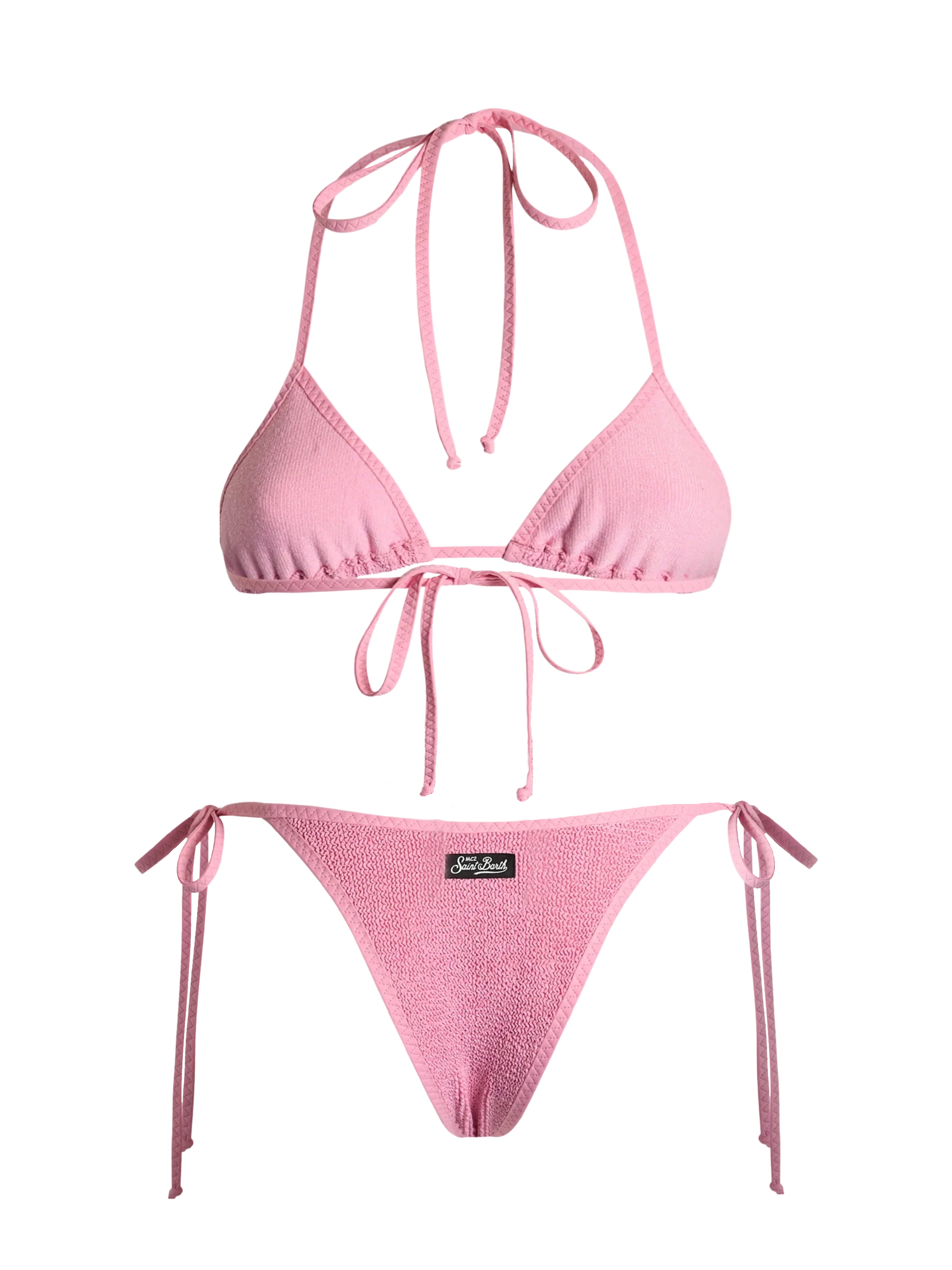 Damesbikini met kreukelpatroon en driehoekige vorm