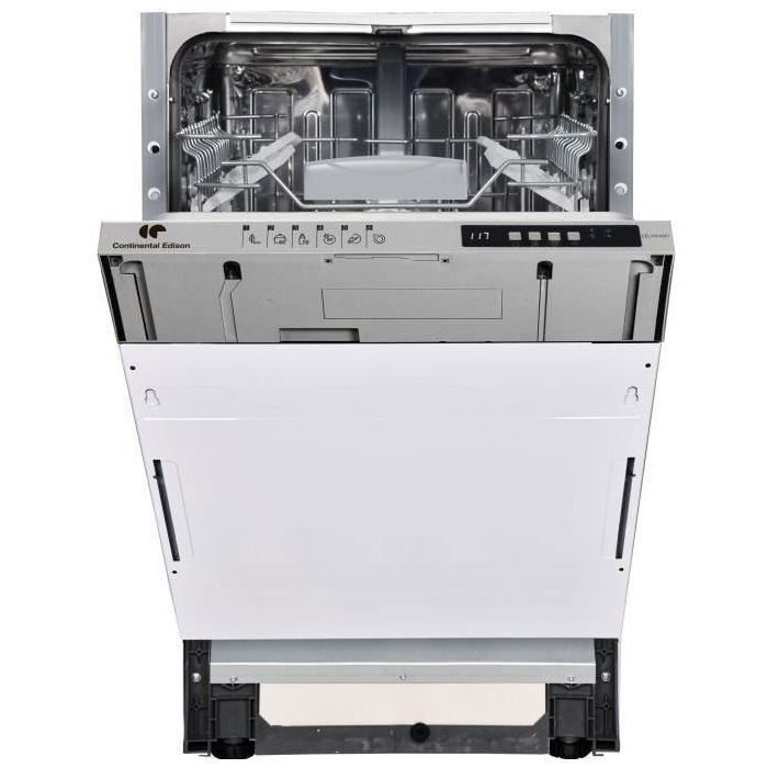 Lavavajillas integrable CONTINENTAL EDISON CELV1045FI - 10 servicios - Ancho 44,8 cm - Clase energética D - 45 dB - Blanco