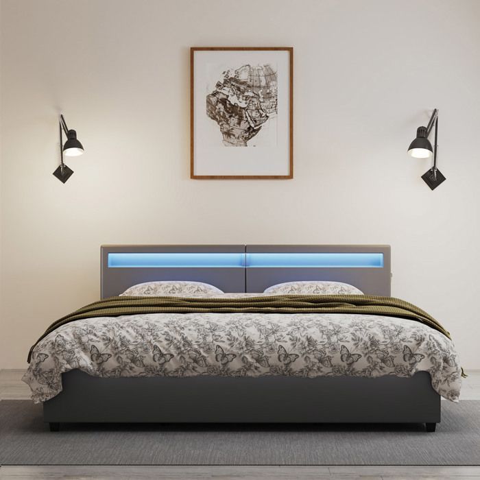 Cama familiar HOME DELUXE NUBE con cajones - 270 x 200 cm - Colchón no incluido - Gris oscuro