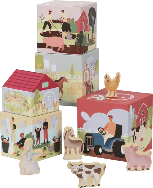 eliNeli Zložljivi stolp Farm kocke za otroke