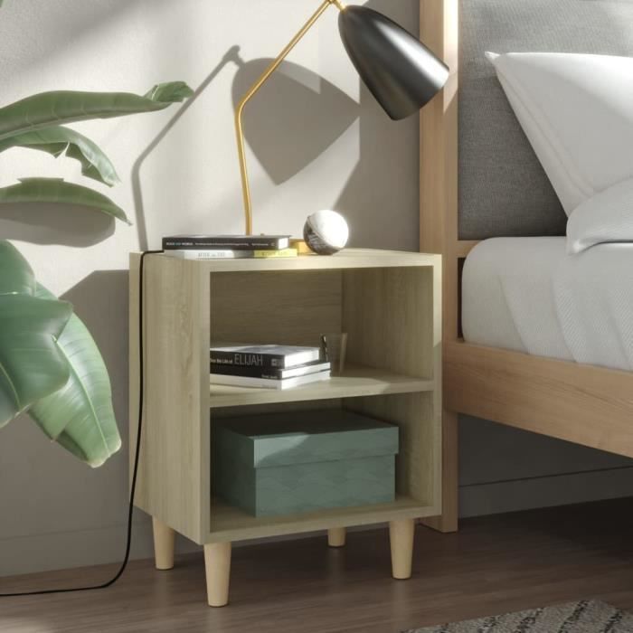Mesitas de noche vidaXL con patas de madera, 2 unidades, roble Sonoma, 40x30x50 cm