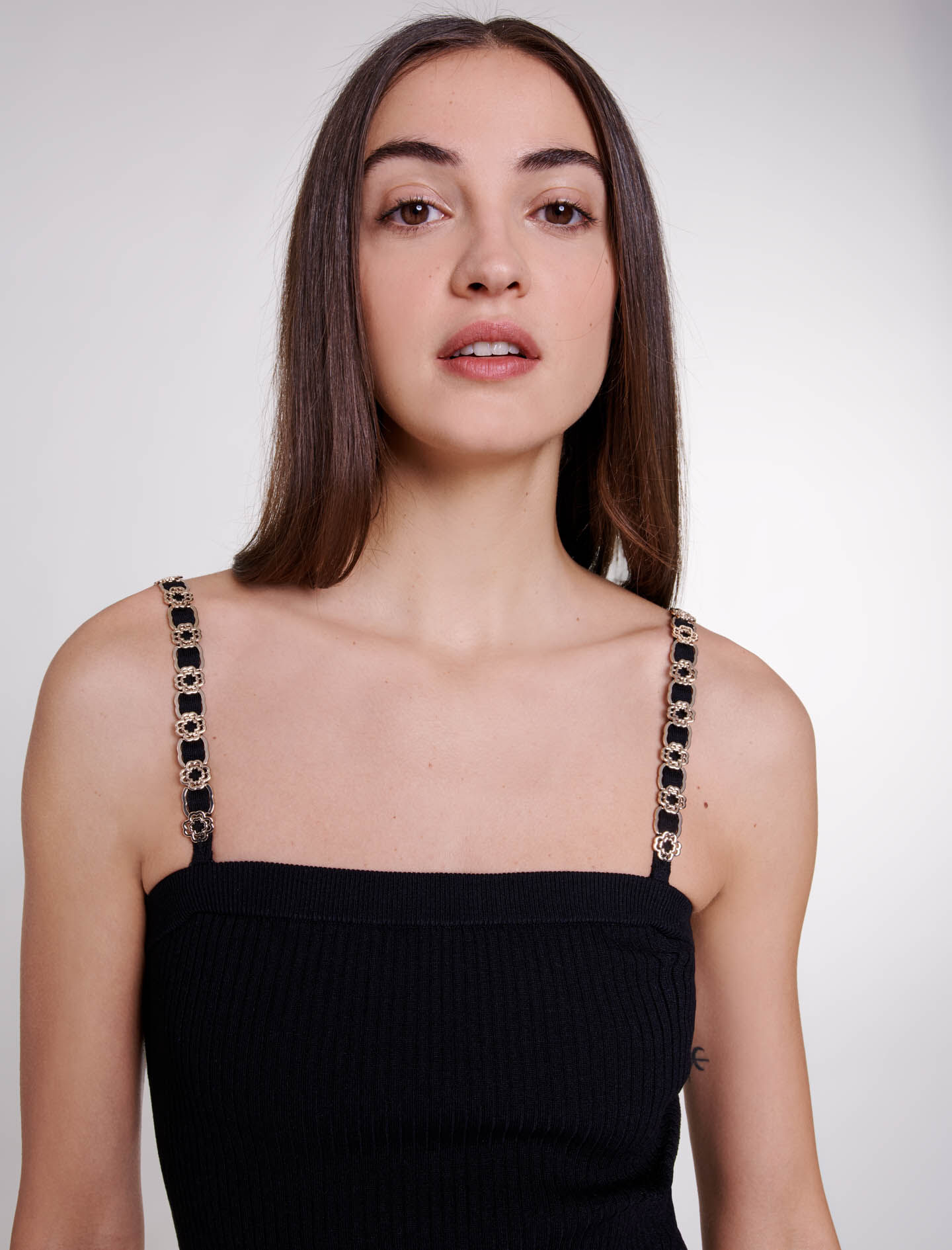 Rochie lungă tricotată - Neagră