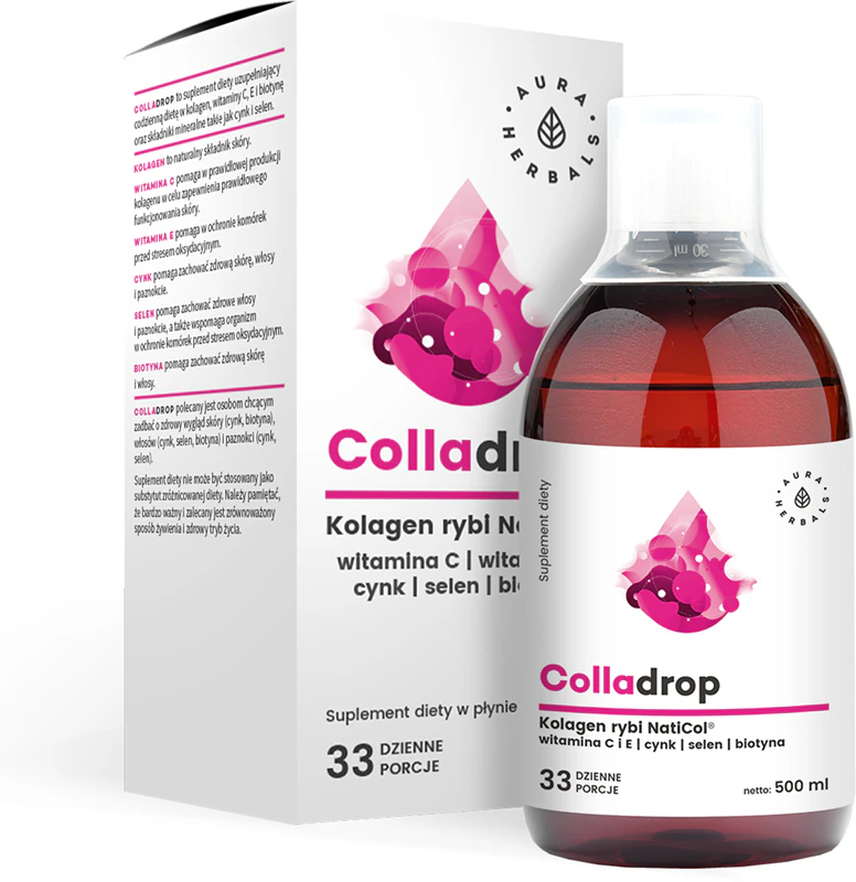 Aura Herbals Colladrop NatiCol® + Vitamine C vloeibaar collageen voedingssupplement voor mooi haar, huid en nagels