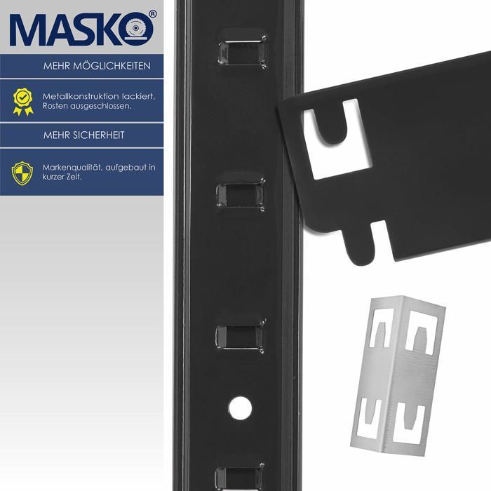 Estante metálica para armazenamento - MASKO - Conjunto de 2 estantes - Capacidade total de 875 kg - 5 níveis por estante