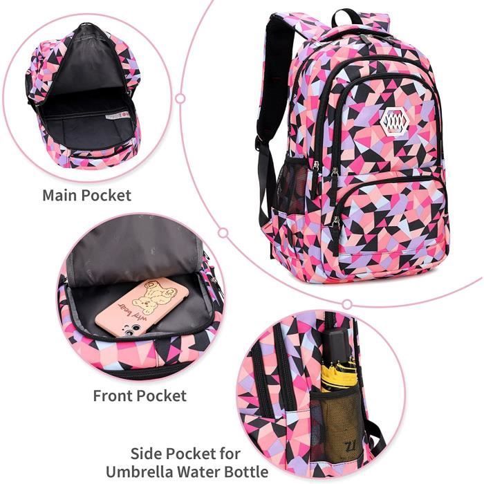 Girls' Schoolbag, Durable Waterproof Multifunctional Schoolbag, Backpack for Boys and Girls (Black)