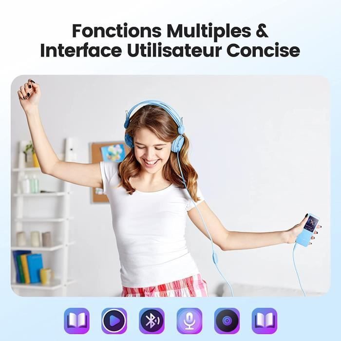 AGPTEK 32GB Bluetooth 5.3 MP3-luidspreker met aanraaktoetsen, groot 2,4 inch scherm, TF-kaart tot 128 GB - Blauw