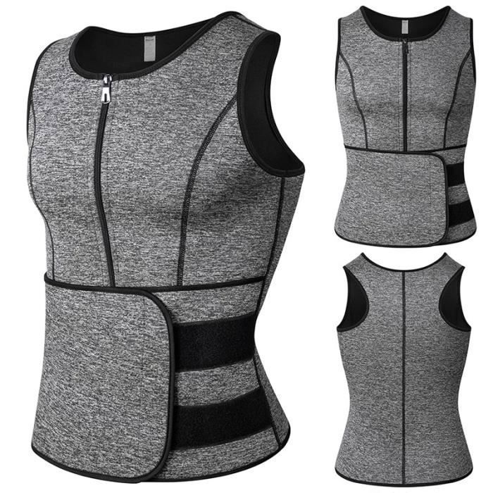 Chaleco de neopreno para hombre, ideal para adelgazar, cinturón deportivo para el sudor, color gris.