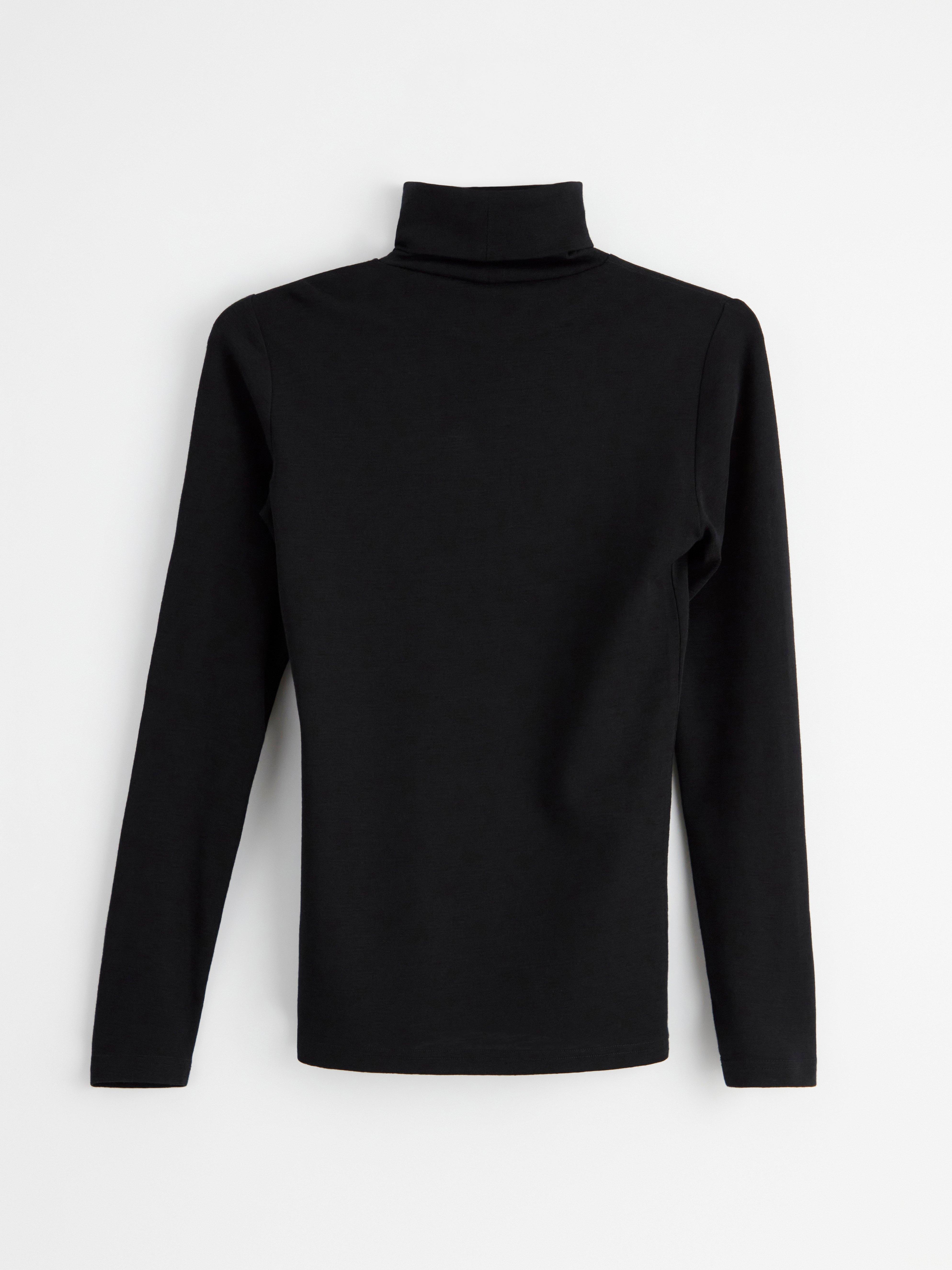 Polo en laine mérinos noir