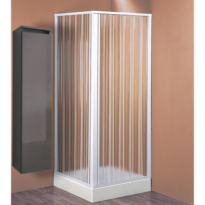 Mampara de ducha - FORTE - BK10 - PVC - Puerta plegable - Blanca - Transparente