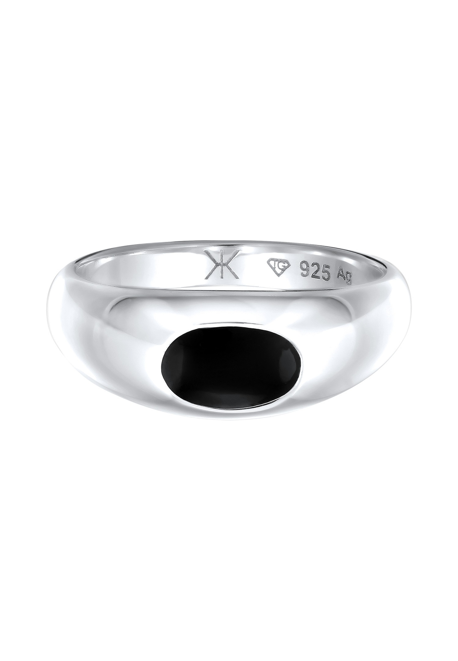 KUZZOI Kuzzoi Bague Chevalière Hommes Émail Noir Argent Sterling 925 Party / Nouvel An