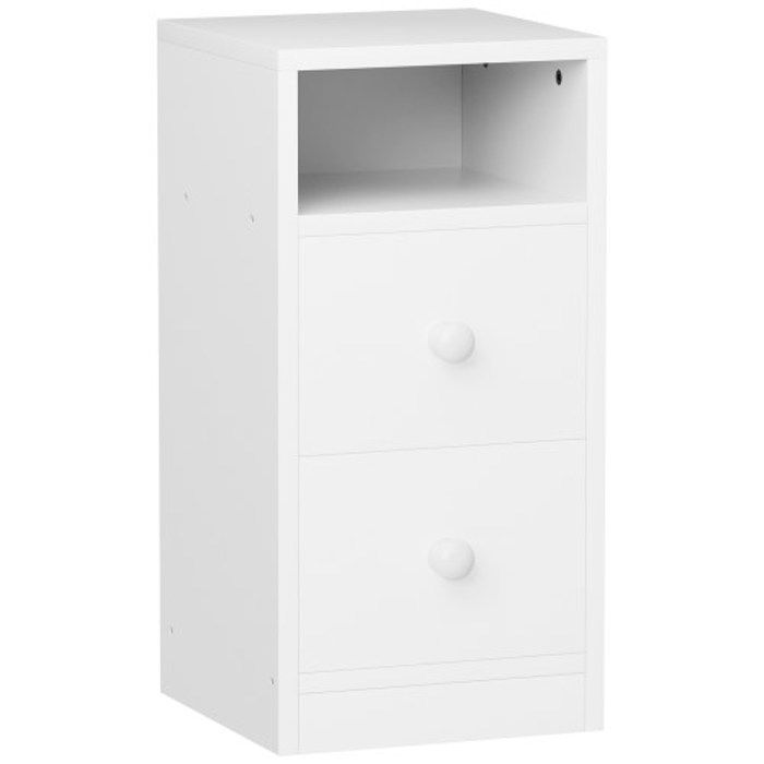 ALIGHTUP - Mesa de cabeceira com 2 gavetas e um compartimento - Branca, 25 x 30 x 60 cm