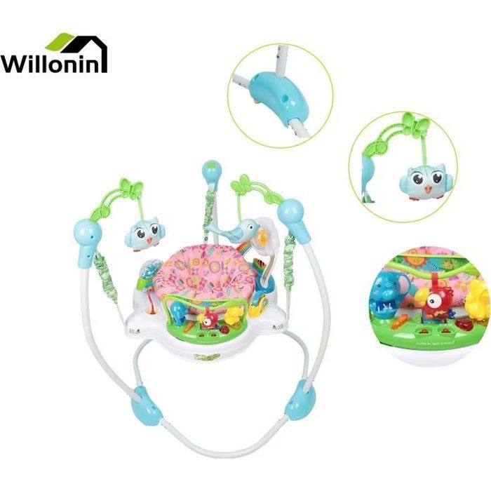 Jumperoo Babyspielzeug für Kinder von 0-3 Jahren von Willonin®. Höhenverstellbar, mit Licht- und Musikfunktion, 360° drehbarer Sitz.