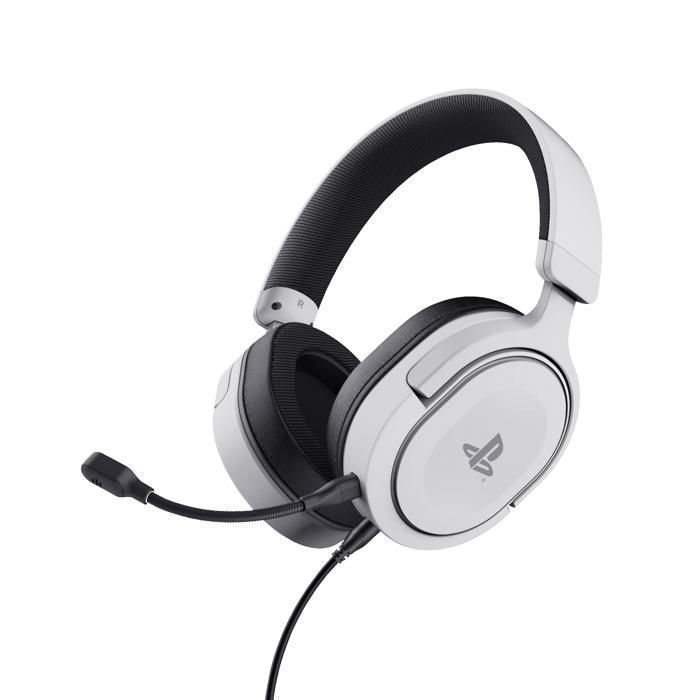 Casque gaming PS5 - Trust - GXT 498 Forta - Licence officielle PlayStation - Micro - Jack 3.5 mm - Filaire - Blanc