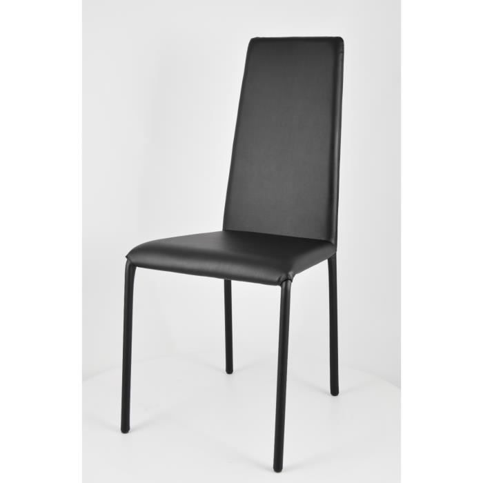 Tommychairs - Cadeira de cozinha SOPHIE LUX, estrutura de aço, assento e encosto estofados em couro sintético preto.