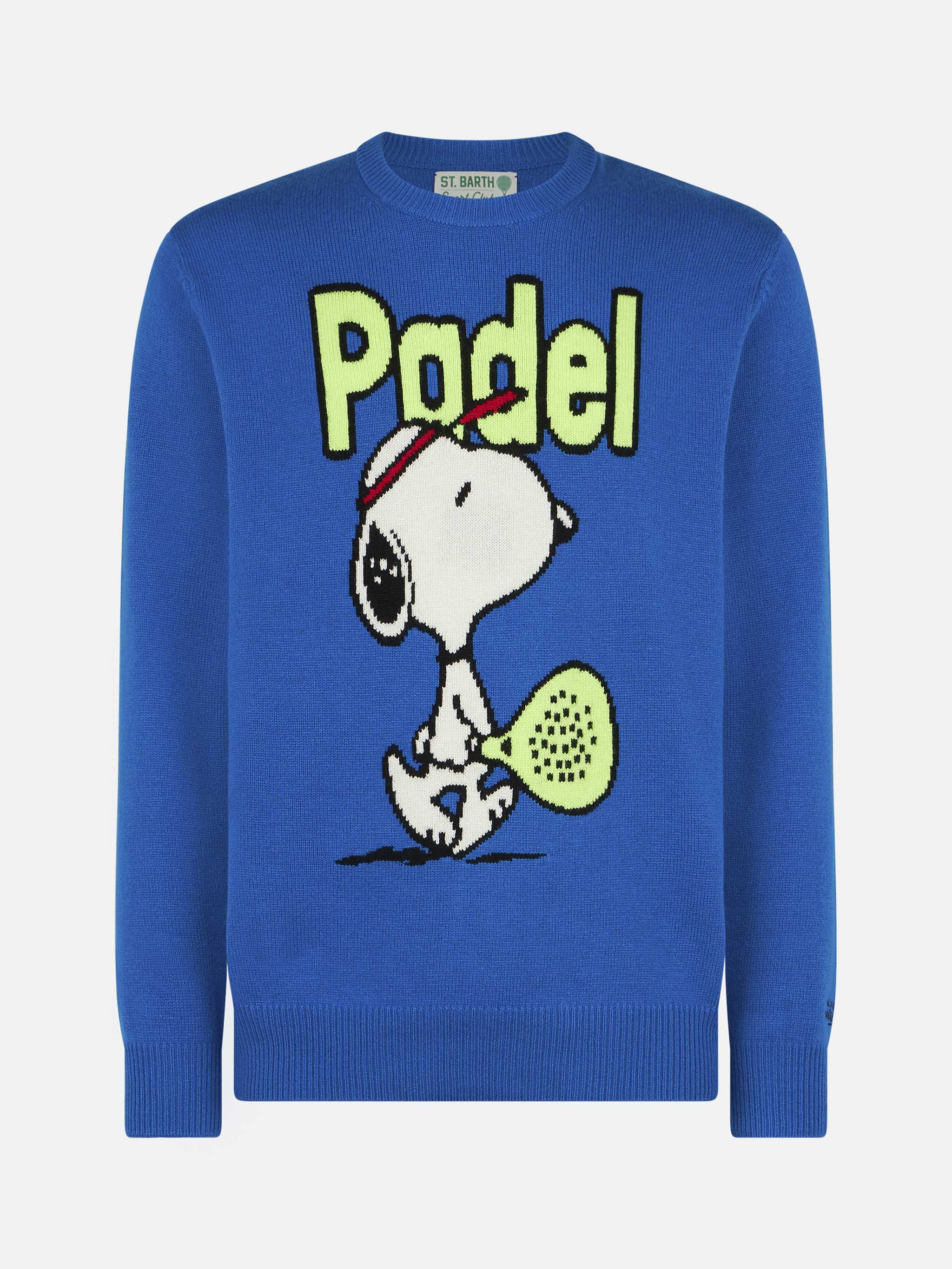 Maglione da uomo girocollo con stampa jacquard padel Snoopy | SNOOPY -