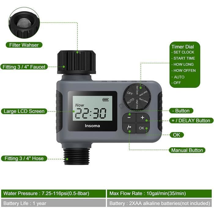 ZGEER Irrigatietimer - Automatische timer - IPX5 waterdicht - Eenvoudig te programmeren - Tuin