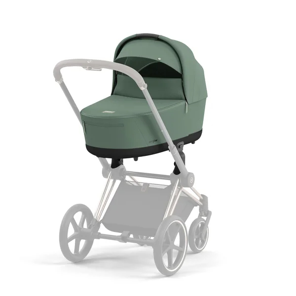 Set cărucior Cybex Priam V4 verde frunze cu cadru negru mat