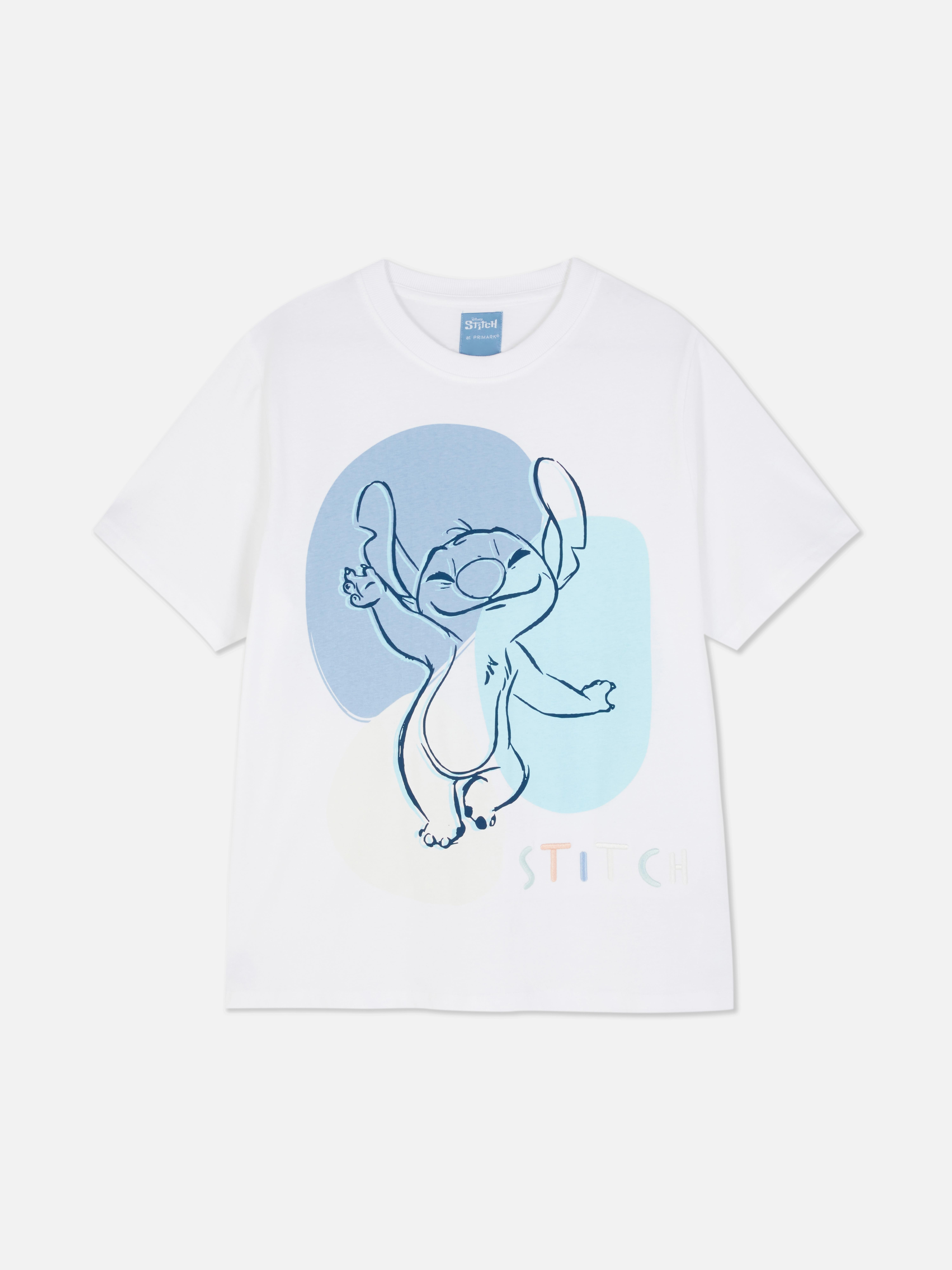 Tricou cu broderie Disney Stitch Un tricou cu imprimeu Stitch și text brodat colorat