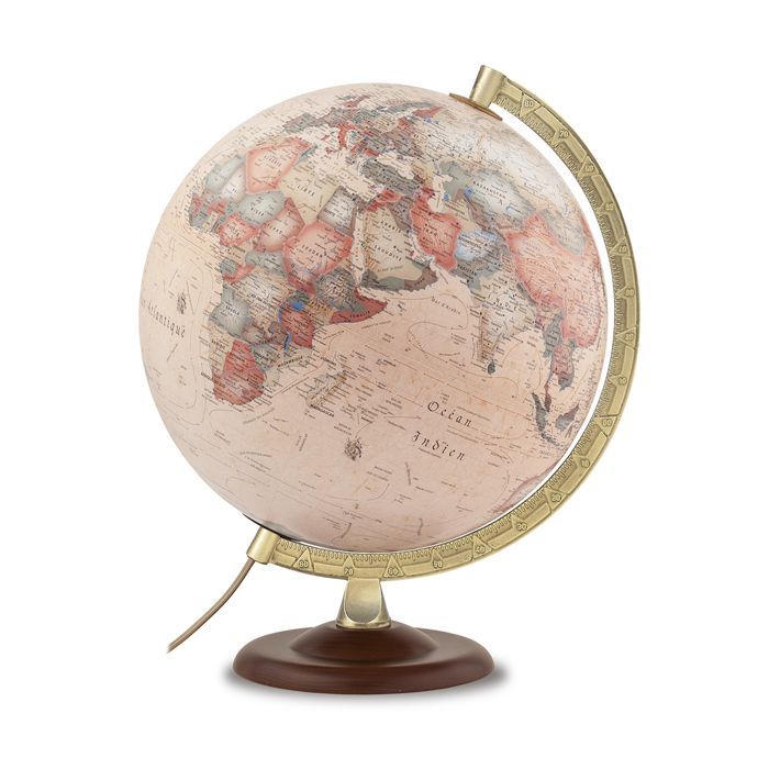 Tecnodidattica – Globe Atmosphere A4, illuminated, rotating, wooden base, metal meridian, vintage cartography, 30 cm diameter