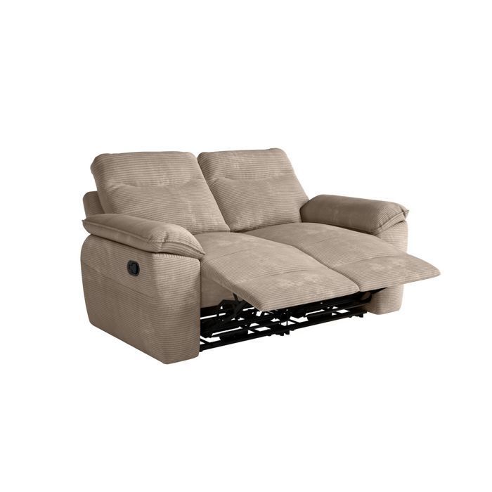 Canapé de relaxation manuel ROSS 2 places en velours côtelé - Taupe - L160 x P100 x H102cm - LOUNGITUDE