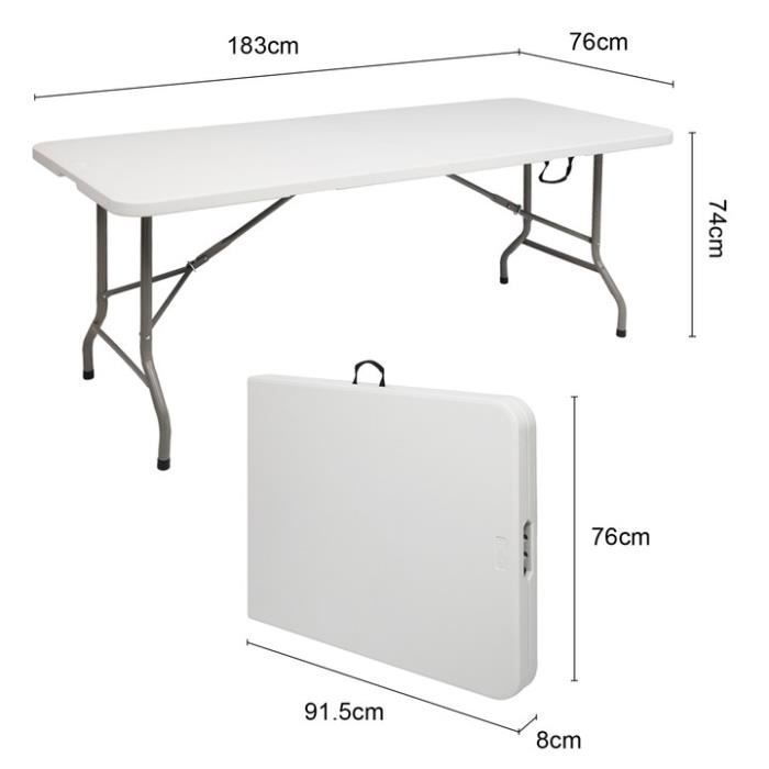 Conjunto de mesa y sillas plegables, ideal para fiestas, conferencias, recepciones, acampadas y jardines; mesa + 8 sillas, color blanco.