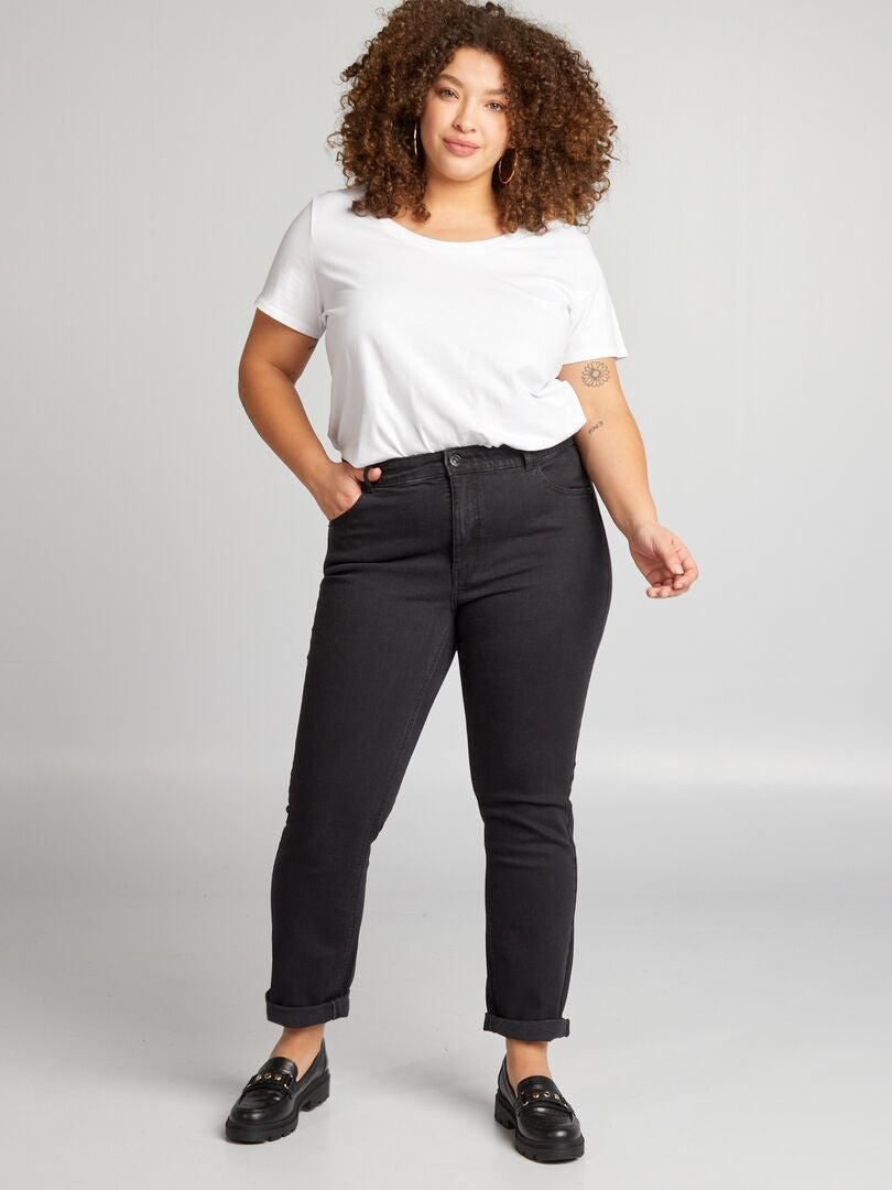 Pantalones vaqueros de corte regular con 5 bolsillos, talla L30 - NEGRO