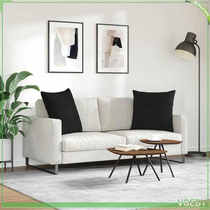 Coussins de canapé - ABI - 2 pcs - Noir - 60 x 60 cm - Housses amovibles